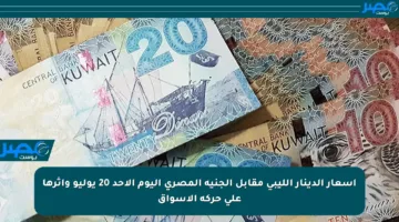 أسعار الدينار الليبي مقابل الجنيه المصري اليوم الأحد 20 يوليو وأثرها على حركة الأسواق